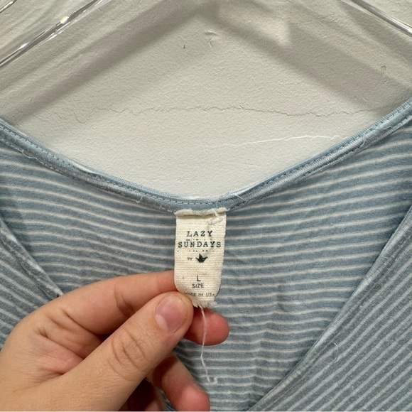 Lazy Sundays Striped Blue White Dress Sleeveless Made in USA Large - Picture 4 of 5